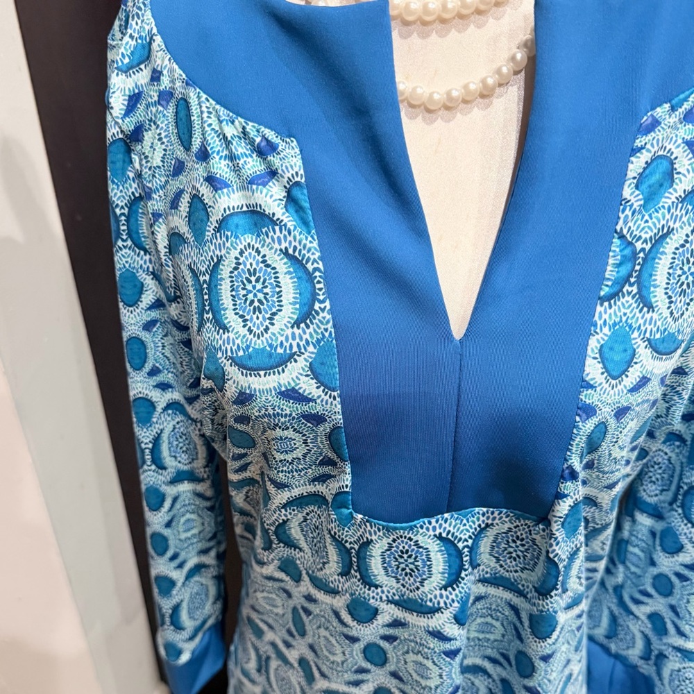 Cabana Life Teal and White Patterned Dress - Picture 2 of 6